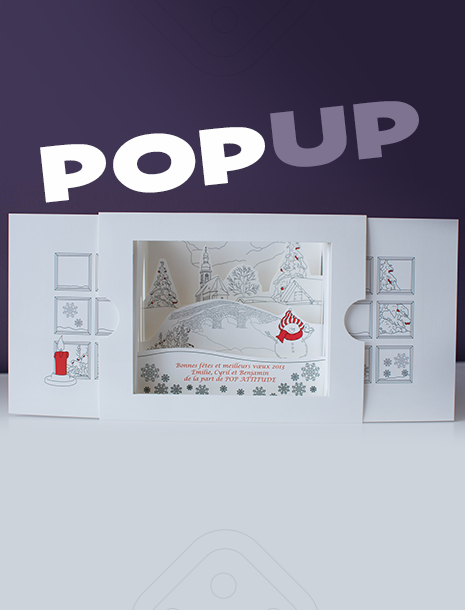 Carte de voeux - carte pour les fêtes de fin d'année style pop up Carte de voeux "Pop up", en relief, pour les fêtes de fin année